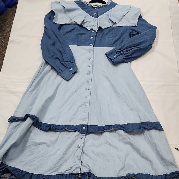 OLIVIA RUBIN Blue Maxi Dress Ruffle - Picture 1 of 3
